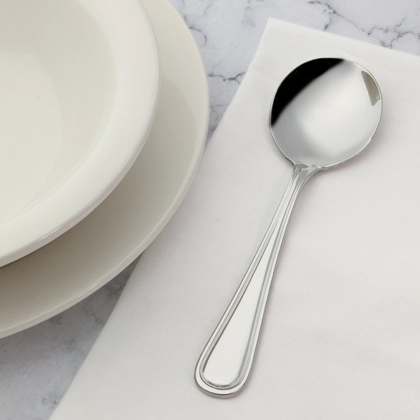 Winco Continental Bouillon Spoon 5.88", 18/0 Extra Heavyweight