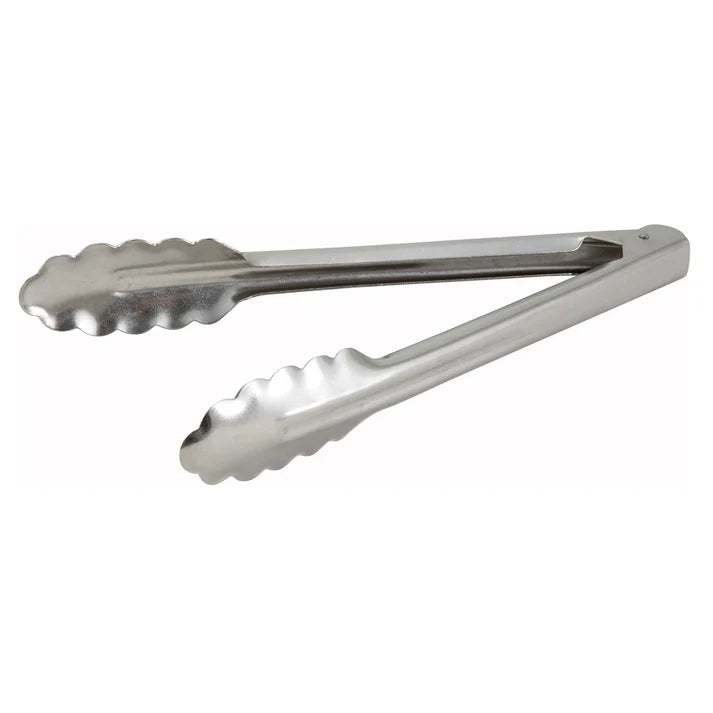 Winco UT-9 9" Heavyweight Stainless Steel Utility Tongs