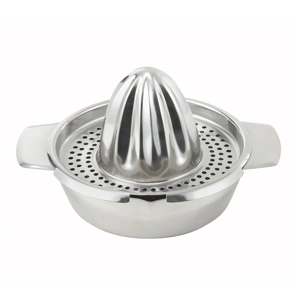 Winco JC-4 Stainless Steel 5" Manual Citrus Juicer with Pour Spout and Strainer
