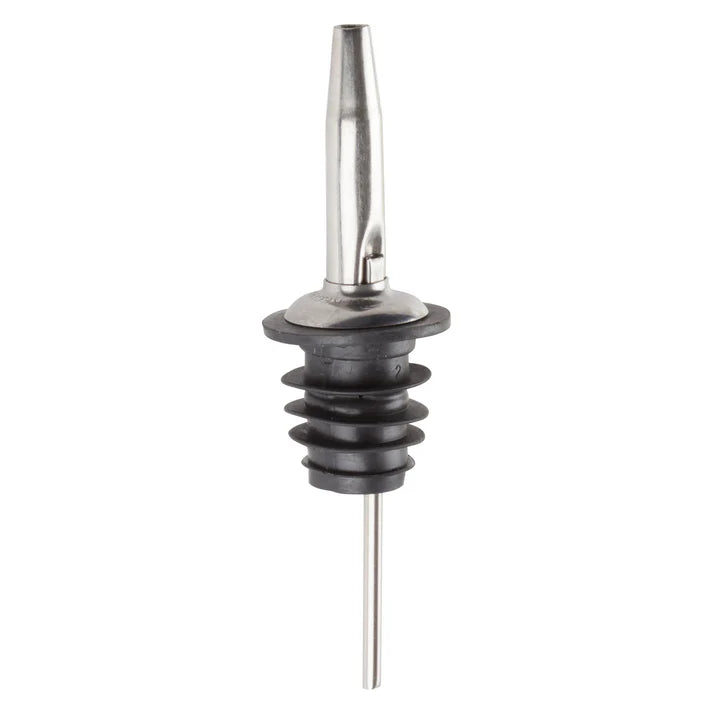 Winco PPM-4 Stainless Steel Tapered Liquor Pourer with Black Poly-Plastic Cork, 12/Pack