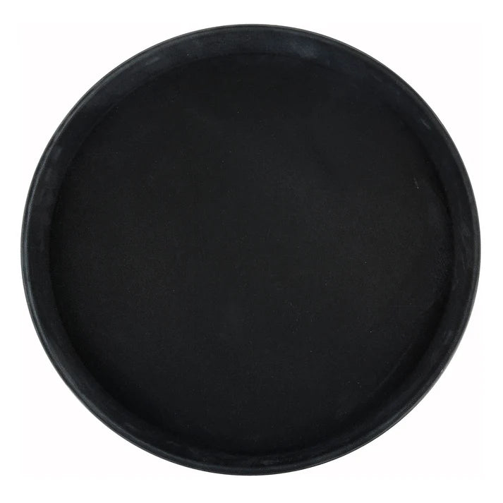 Winco Easy-Hold TRH-11K 11" Round Non-Slip Rubber-Lined Plastic Bar Tray