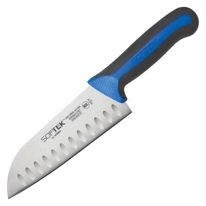 Winco Sof-Tek KSTK-70 7" Razor-Sharp Stainless Steel Santoku Knife