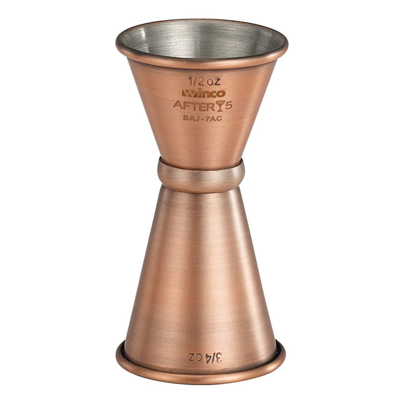 Winco After5 Japanese-Style Jigger – 1/2 × 3/4 oz, Antique Copper