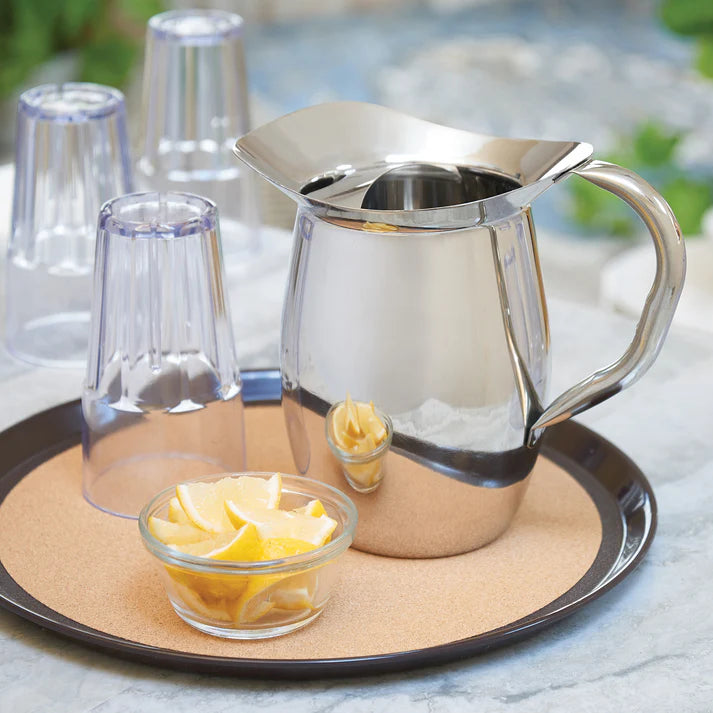 Winco TCK-14 14" Round Plastic Cork-Lined Bar Tray