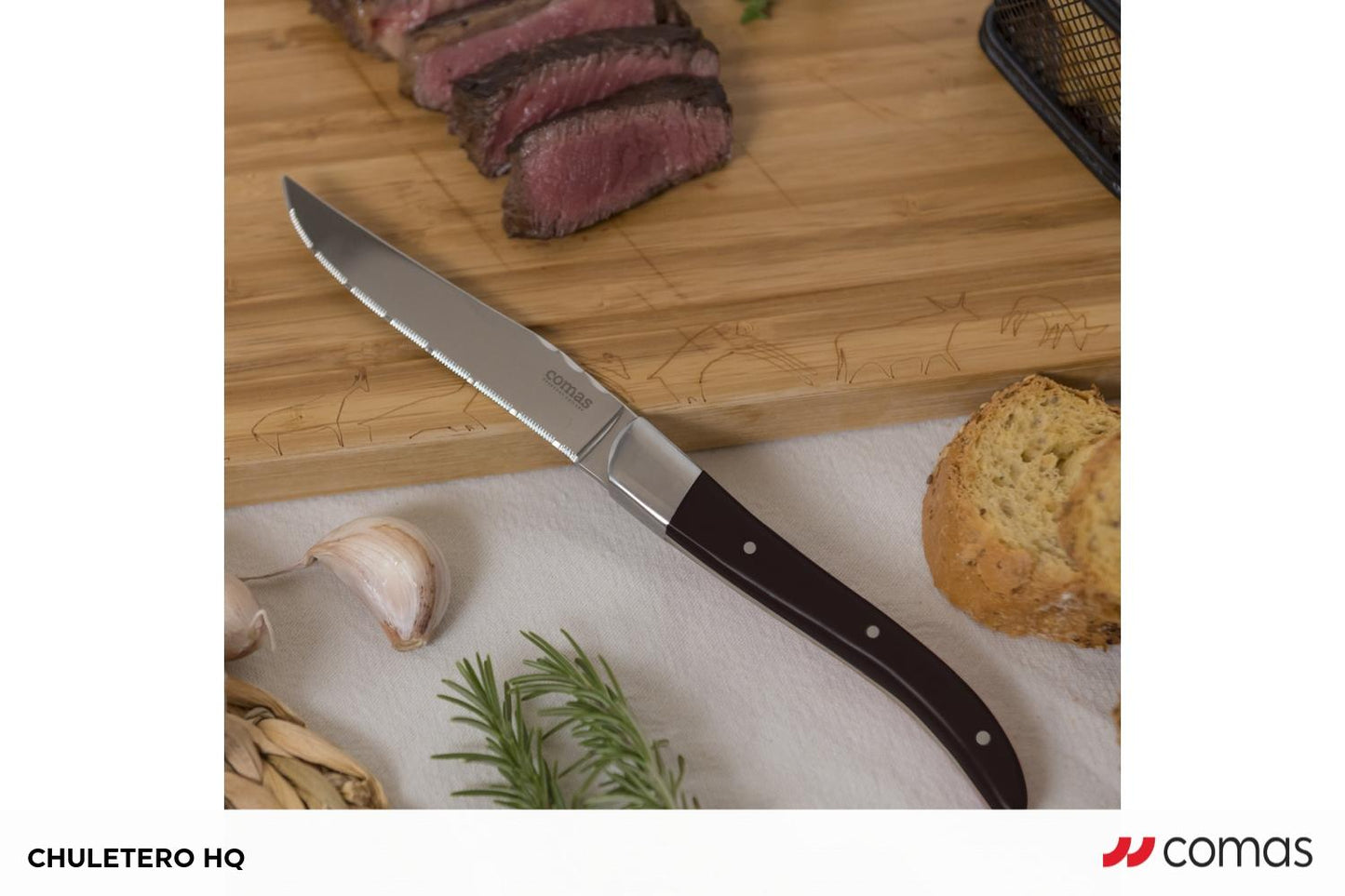 Comas ACR Black 8.9" Stainless Steel Steak Knife, PVD Black Finish, 12/Case