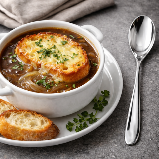 Clearance Studio William Olive Mirror Bouillon Soup Spoon – 7.4" (188mm) 18/10 Stainless Steel, 4.5mm Gauge, Commercial Flatware, 12/Case