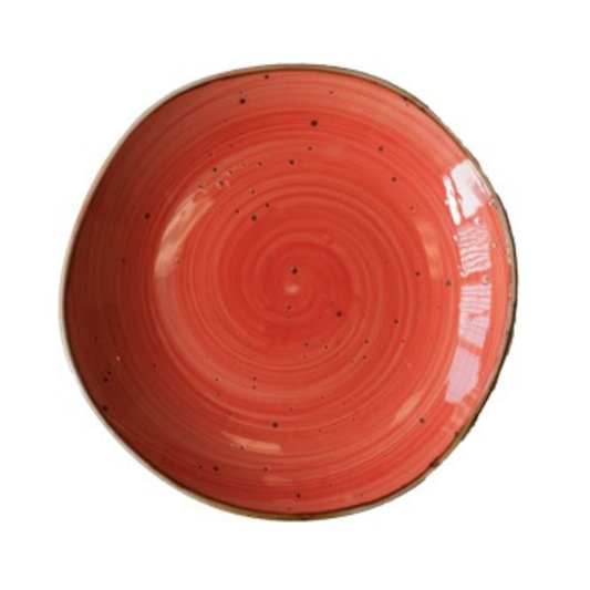 MCIC Organic 10.5" Orange Porcelain Dinner Plate, Artisanal Entrée Plate, 4/Case