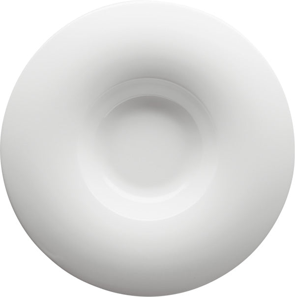 Porvasal Orbe 10.5" Bright White Porcelain Rimmed Dinner Plate, Plate Aro, 24/Case