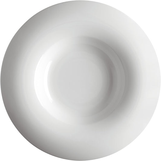 Porvasal Orbe 12.2" Bright White Porcelain Rimmed Flat Plate, Plate Aro, 24/Case