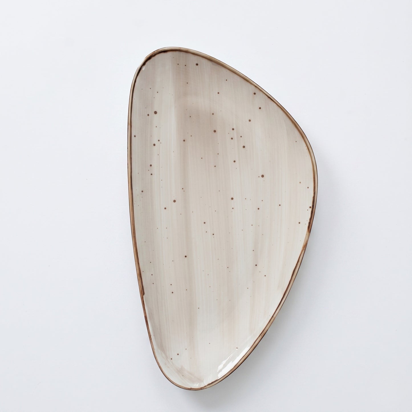 MCIC Organic 13" Gray Triangle Porcelain Plate, Contemporary Stoneware Style, 4/Case