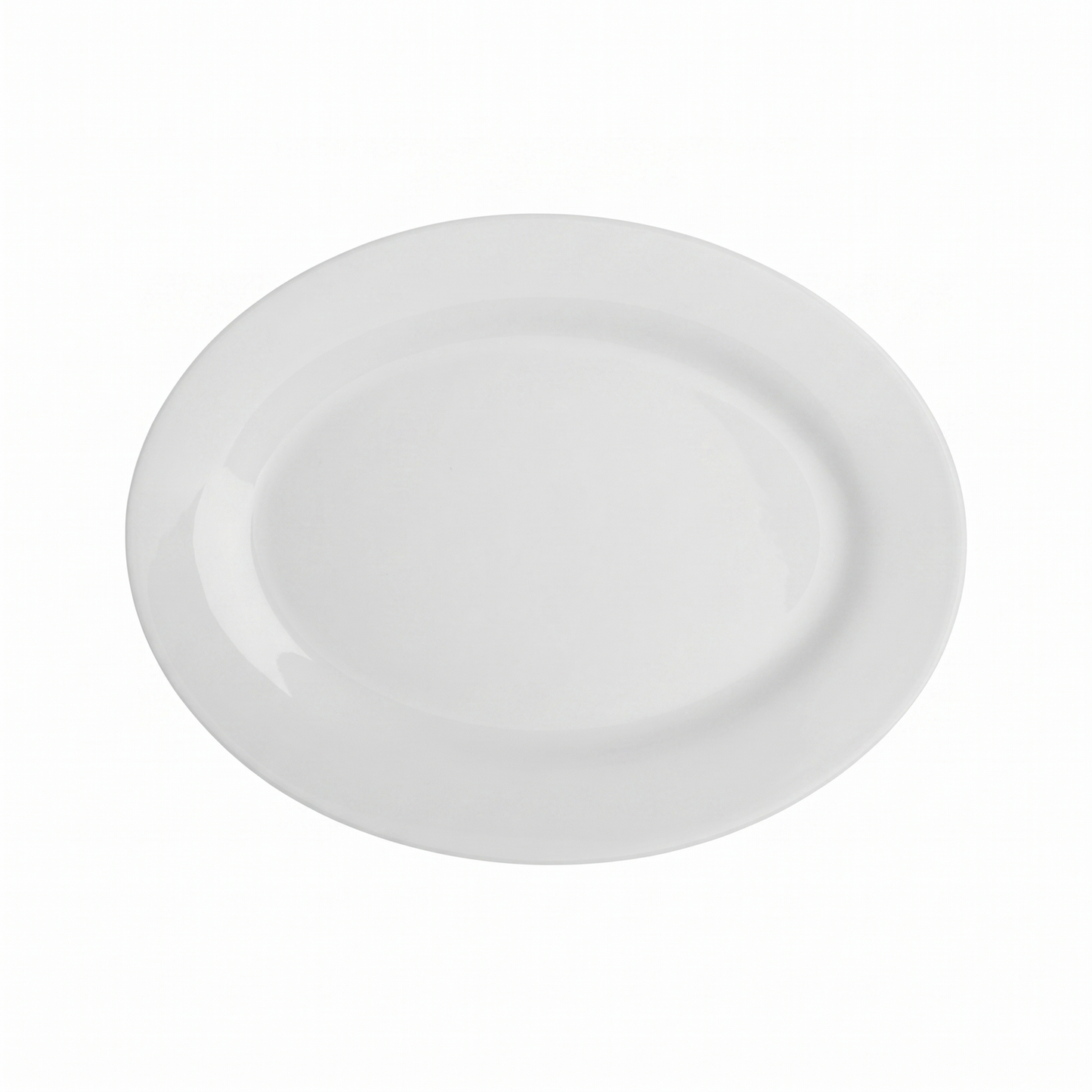MCIC Orleans 10" Bone White Porcelain Wide-Rim Oval Platter, 24/Case