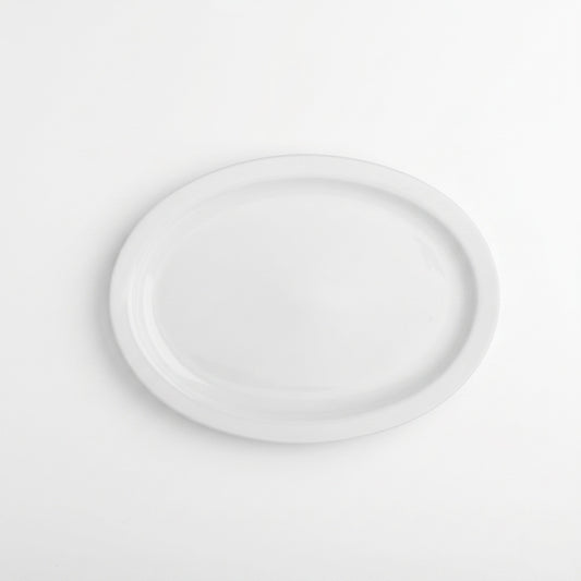 MCIC Orleans 16" Bone White Porcelain Narrow-Rim Oval Platter, 12/Case
