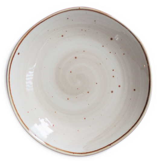MCIC Organic 12" Gray Porcelain Free-Form Platter, Oversized Dinner Plate, 4/Case