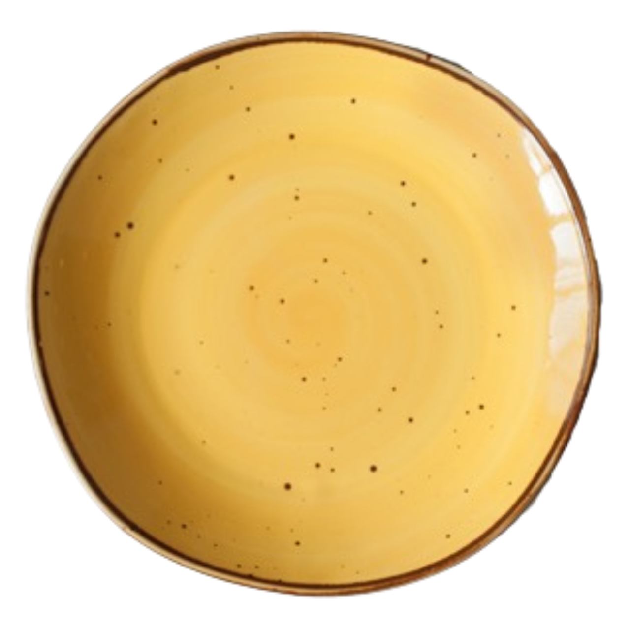 MCIC Organic 12" Yellow Porcelain Free-Form Platter, Oversized Dinner Plate, 4/Case