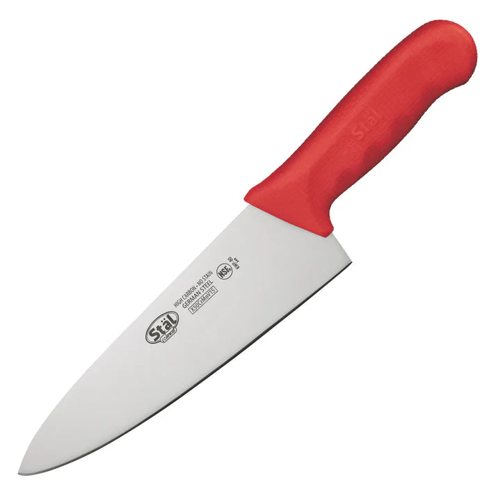 Winco Stäl  | 7", 8", 10" High-Carbon German Steel Prep Knife with Red Handle
