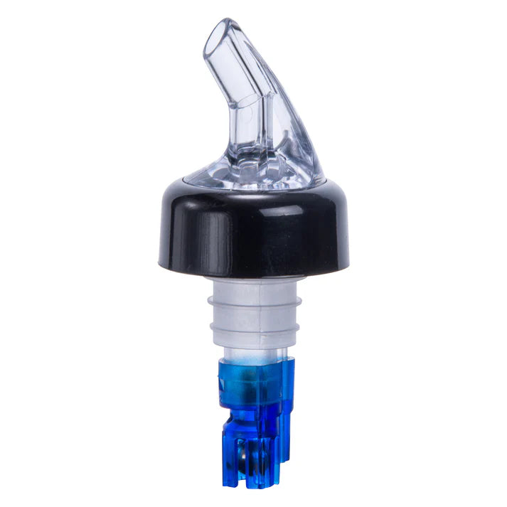 Winco PPA-087 7/8 oz. Blue Measuring Liquor Pourer, Precision Ball Bearing, 12/Pack