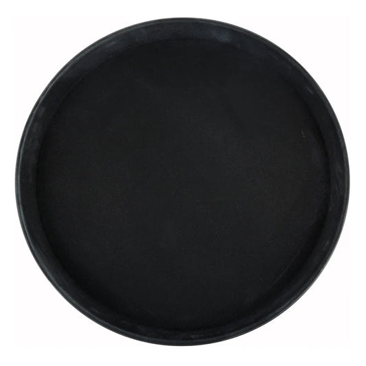 Winco Easy-Hold TRH-11K 11" Round Non-Slip Rubber-Lined Plastic Bar Tray