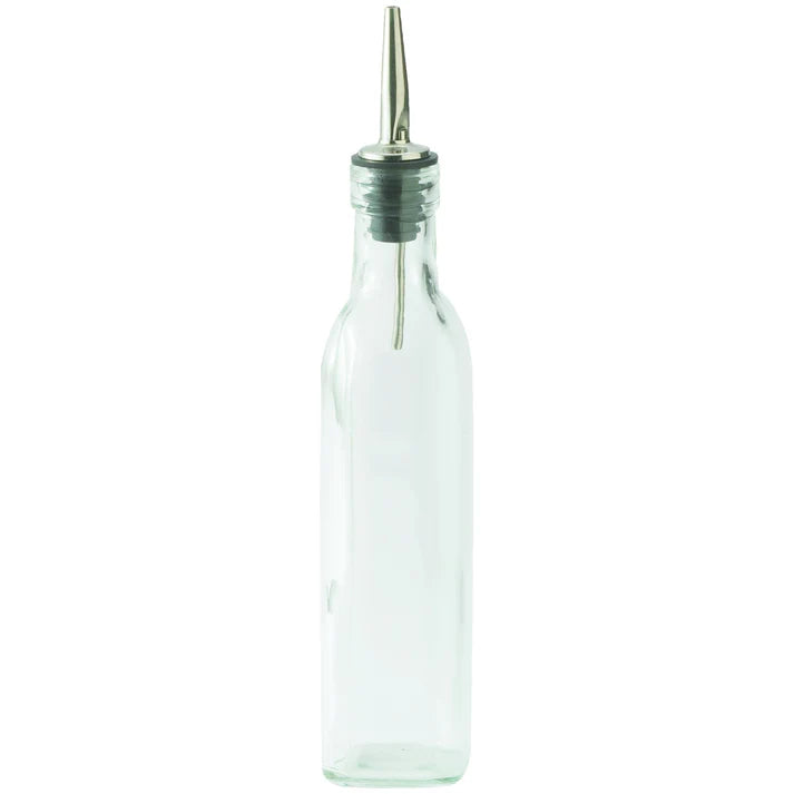 Winco GOB-8 8 oz. Glass Oil & Vinegar Cruet with Stainless Steel Pourer