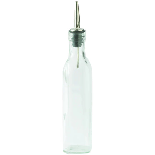 Winco GOB-8 8 oz. Glass Oil & Vinegar Cruet with Stainless Steel Pourer