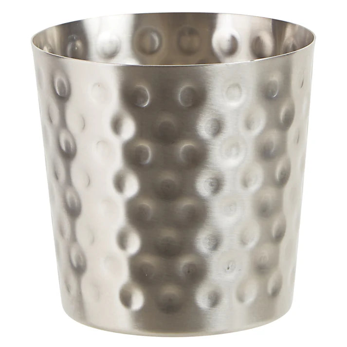 Winco SFC-35H 3-1/4" x 3-1/2" Hammered Stainless Steel French Fry Serving Cup