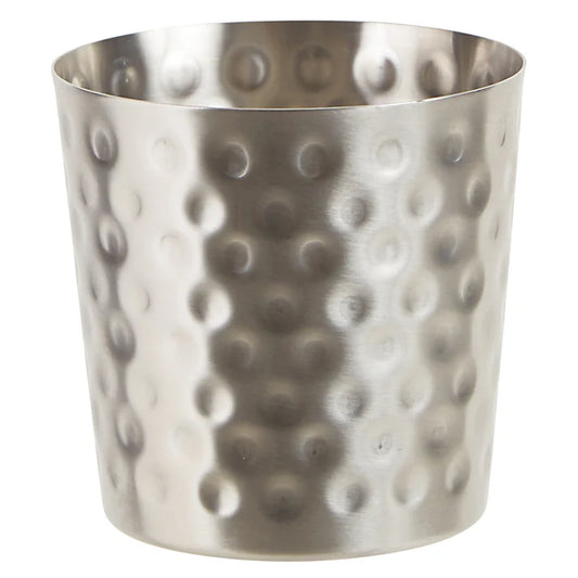 Winco SFC-35H 3-1/4" x 3-1/2" Hammered Stainless Steel French Fry Serving Cup