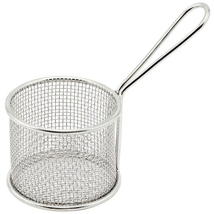 Winco FBM-32R 3-3/4" Round Mini Serving Basket, 18/8 Stainless Steel