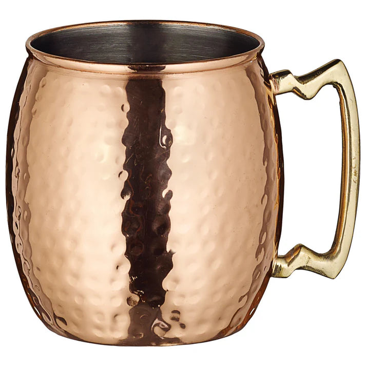 Winco CMM-20H 20 oz. Hammered Stainless Steel Copper-Plated Moscow Mule Mug