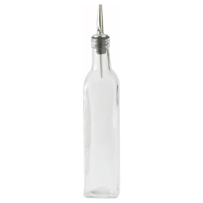 Winco GOB-16 16 oz. Glass Oil & Vinegar Cruet with Stainless Steel Pourer