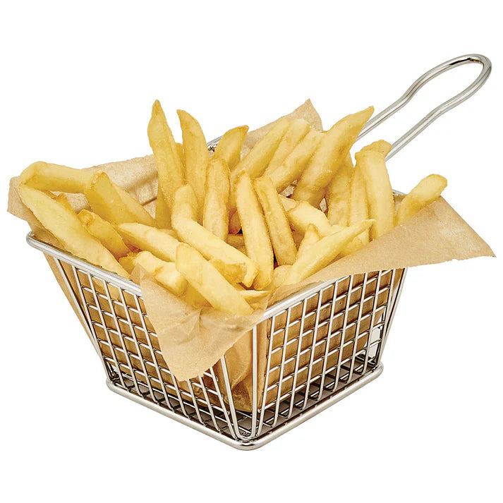 Winco FBM-544T 5" x 4" Rectangular Mini Serving Basket, 18/8 Stainless Steel