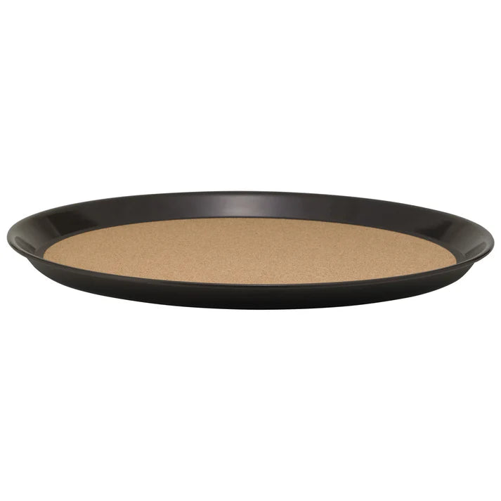 Winco TCK-14 14" Round Plastic Cork-Lined Bar Tray