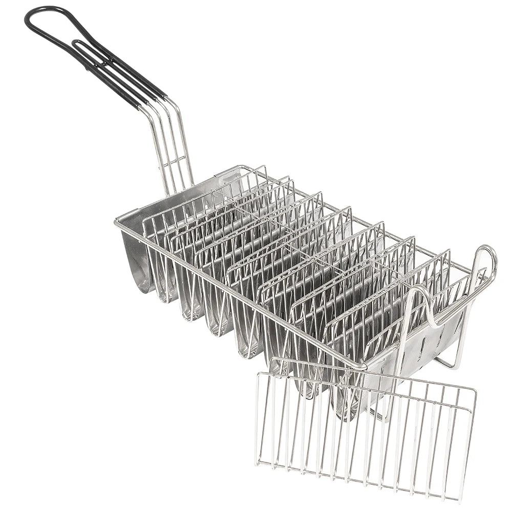 Winco TB-8 8-Slot Taco Shell Fry Basket, 6" Wide, Nickel-Plated Steel
