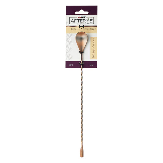 Winco After5 Bar Spoon – Antique Copper, 18/8 Stainless Steel Cocktail Spoon