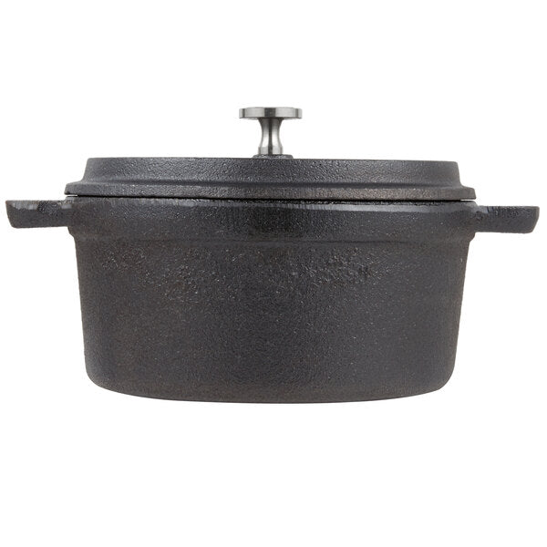 American Metalcraft CIPR5500 5" Round Cast Iron Baking Dish with Lid – 17 oz, Pre-Seasoned