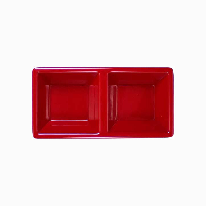 Red Melamine 5 inch 2-Section Rectangle Tray image 0