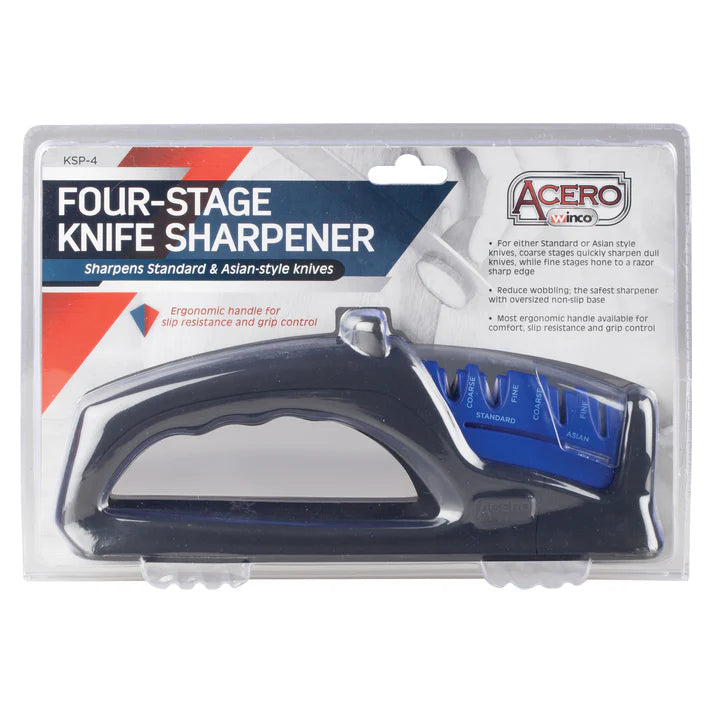 Winco Acero KSP-4 Handheld Four-Stage Standard & Asian Knife Sharpener