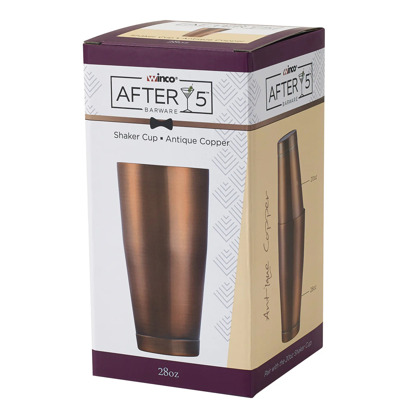 Winco After5 28 oz Bar Shaker Cup – Antique Copper, 18/8 Stainless Steel