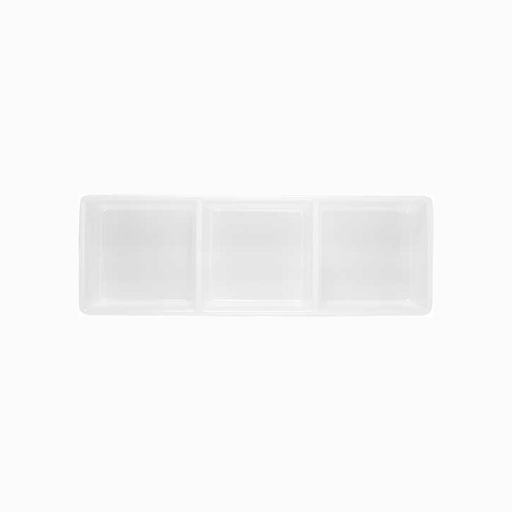 MCIC White Melamine 9 inch 3-Section Rectangle Plate, 6/Case image 0