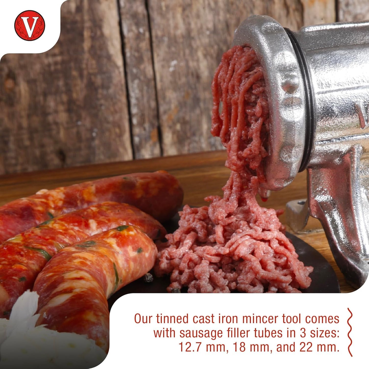 Victoria No. 12 Manual Cast Iron Meat Grinder & Sausage Stuffer with Table Clamp Mount