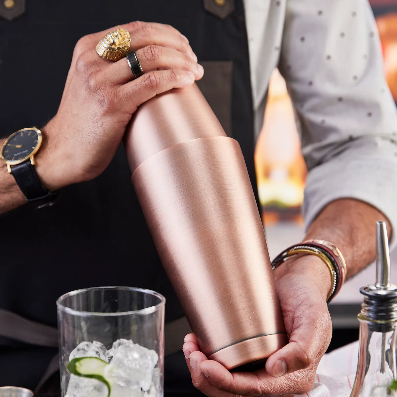 Winco After5 28 oz Bar Shaker Cup – Antique Copper, 18/8 Stainless Steel