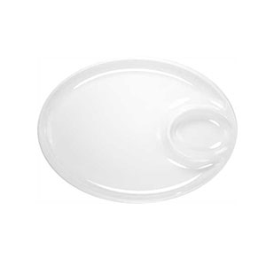 White Melamine 12 inch 2-Section Oval Plate image 0