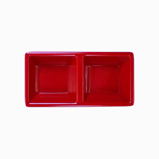 Red Melamine 5 inch 2-Section Rectangle Tray, 12/Case image 0