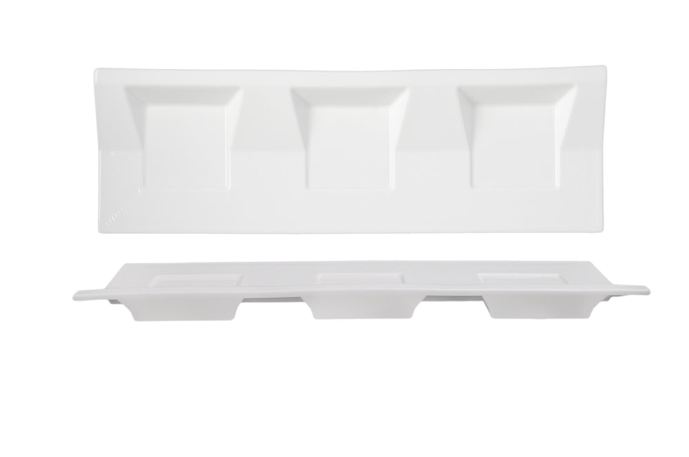 Fine Lines 12″ Rectangle 3-section tray - 