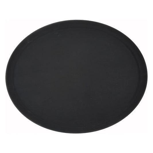 Winco Easy-Hold 27" x 22" Oval Rubber-Lined Plastic Tray