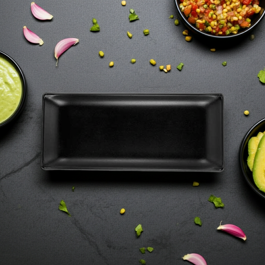 Black Melamine 12 inch Rectangle Tray, 6/Case