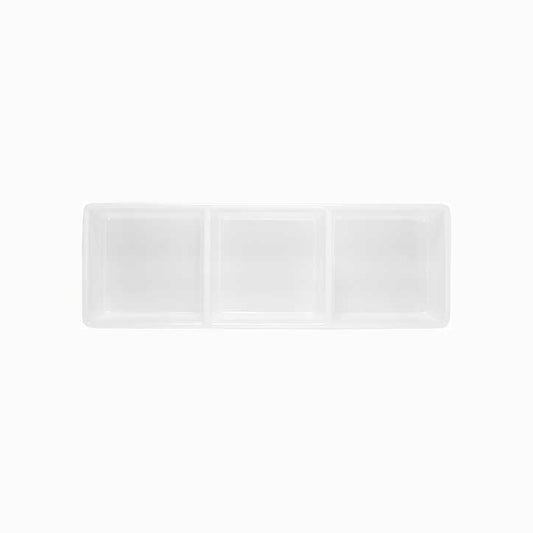 White Melamine 9 inch 3-Section Rectangle Plate image 0