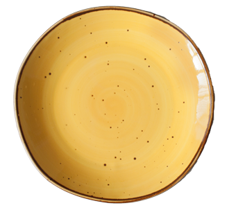 MCIC Organic Plate, 12", round, free form, porcelain, yellow, , price for case of 4 image 0