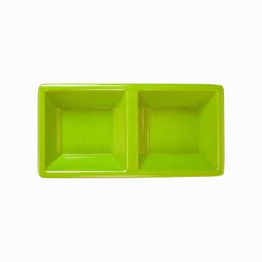 Green Melamine 5 inch 2-Section Rectangle Tray, 12/Case image 0