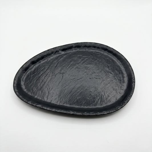 MCIC JQY 14" Matte Black Melamine Oval Plate, 6/Case