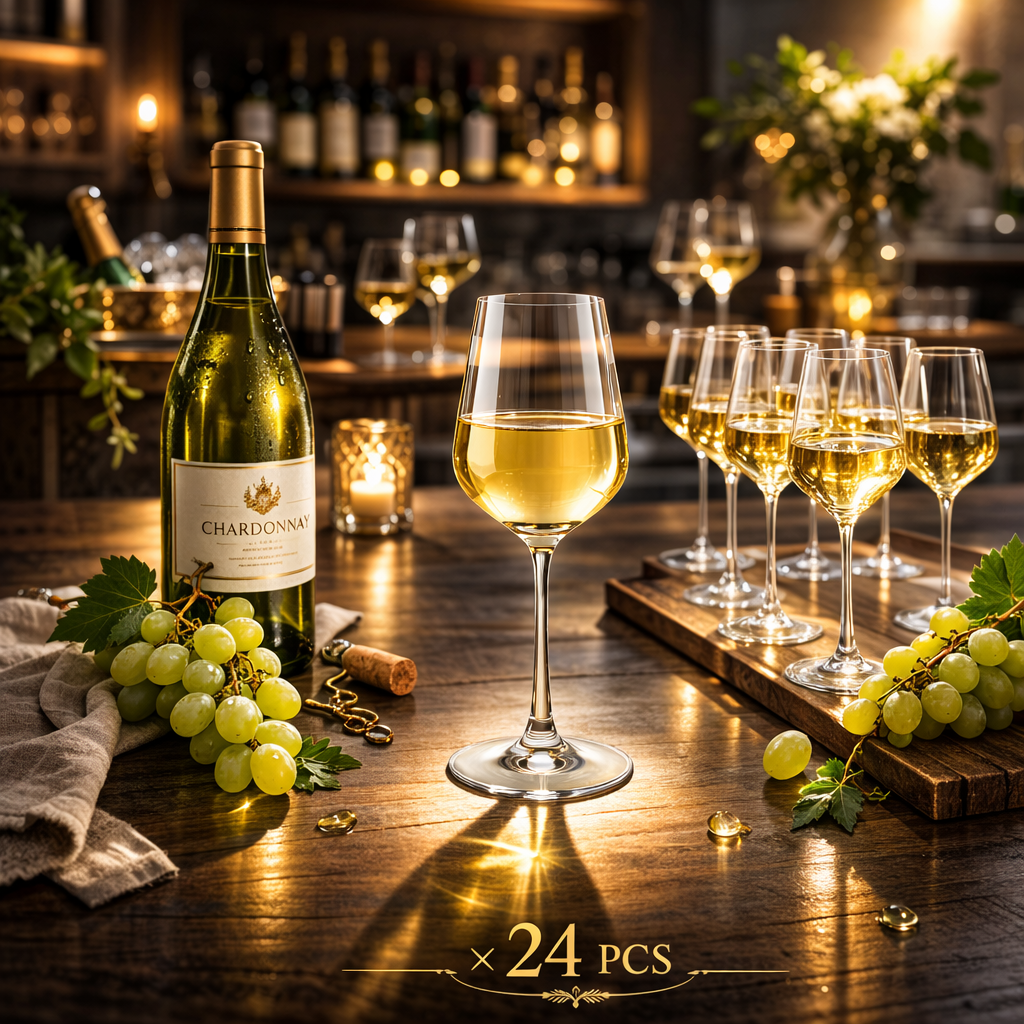 Lucaris Hong Kong Hip Chardonnay Wine Glass – 14.5 oz Titanium Crystal White Wine Glass, 24/Case